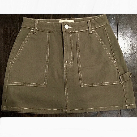 PacSun Olive Green Denim Skirt - Picture 9 of 15